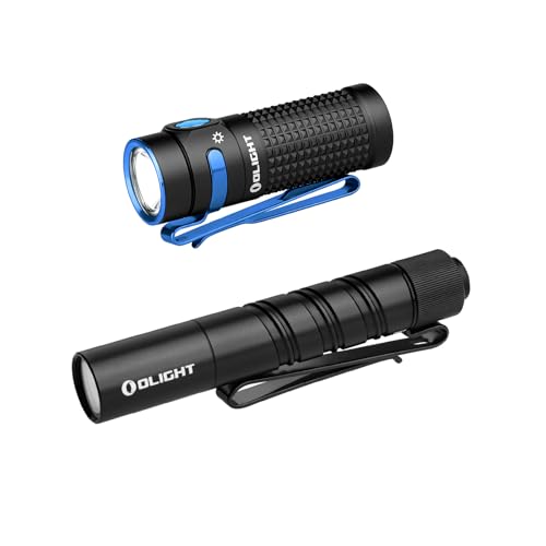 OLIGHT Baton4 Rechargeable EDC Flashlight, 1300 Lumens Bundle with I3T2 EOS Pocket Compact Bright Handheld Lights