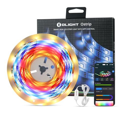 OLIGHT Ostrip 16.4ft RGB LED Strip Light, Smart App Control, Music Sync, DIY Color Modes, for Bedroom, Gaming, TV, Home Decor