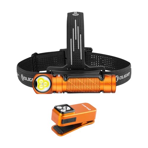 OLIGHT Perun 3 Rechargeable Headlamp Flashlight, 3000 Lumens LED Headlight with Red Light Bundle with Oclip Pro EDC Flashlight Clip-on Light, Rechargeable Flashlights 500 Lumens with Triple 