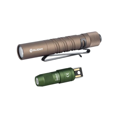 OLIGHT I3T EOS 180 Lumens Dual-Output Slim EDC Flashlight Bundle with IMINI 2 EDC Rechargeable Keychain Flash Light