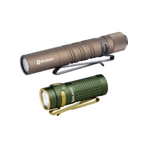 OLIGHT I3T EOS 180 Lumens Dual-Output Slim EDC Flashlight Bundle with Baton4 Rechargeable EDC Flashlight, LED Light 1300 Lumens with Magnetic Charging Cable