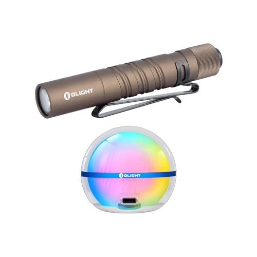 OLIGHT I3T EOS 180 Lumens Dual-Output Slim EDC Flashlight Bundle with Sphere C Smart Night Light, USB-C Rechargeable, App Control Ambient Lighting