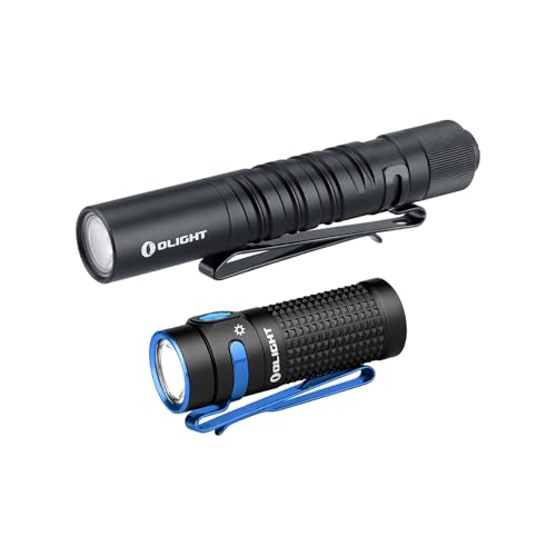 OLIGHT I3T EOS 180 Lumens Dual-Output Slim EDC Flashlight Bundle with Baton4 Rechargeable EDC Flashlight, LED Light 1300 Lumens with Magnetic Charging Cable