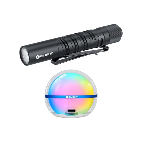 OLIGHT I3T EOS 180 Lumens Dual-Output Slim EDC Flashlight Bundle with Sphere C Smart Night Light, USB-C Rechargeable, App Control Ambient Lighting