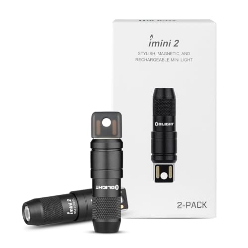 OLIGHT 2 Pack IMINI 2 Rechargeable EDC Keychain Flashlight Black