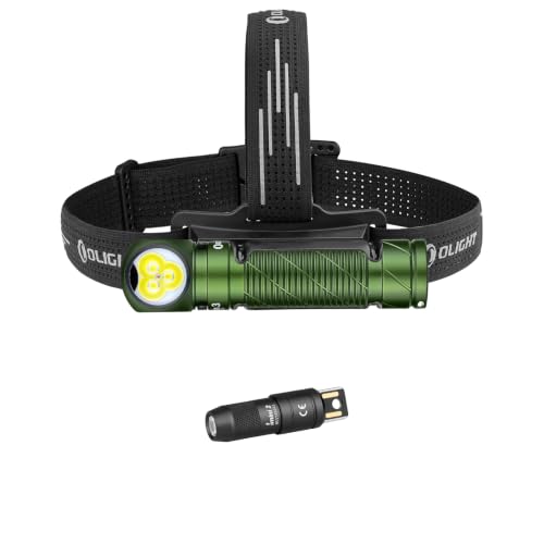 OLIGHT IMINI 2 Rechargeable EDC Keychain Mini Flashlight Bundle with Perun 3 Headlamp Rechargeable, Red Light, Waterproof