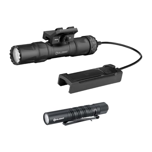 OLIGHT Odin S 1500 Lumens MLOK Rail Rechargeable Tactical Flashlight Bundle with I3T EOS 180 Lumens Dual-Output Slim EDC Flashlight for Camping and Hiking