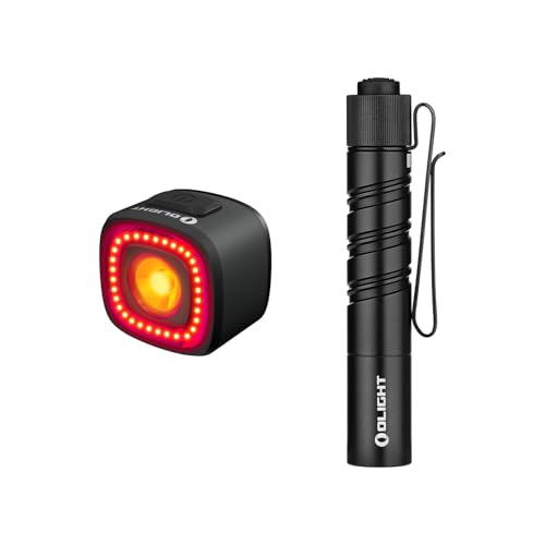 OLIGHT RN 120 C Bike Lights, 120 Lumens Tail Light, USB Rechargeable Bike Break Light Bundle with I3T 2 EOS Pocket EDC Flashlight, 200 Lumens Bright Handheld Flash Lights