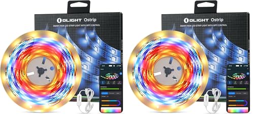 OLIGHT Ostrip 16.4ft RGB LED Strip Light, Smart App Control, Music Sync, DIY Color Modes, for Bedroom, Gaming, TV, Home Decor (Pack of 2)