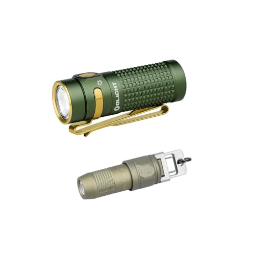 OLIGHT Baton4 Rechargeable EDC Flashlight, Bright LED Flash Light 1300 Lumens Bundle with iUltra 80 LMS Mini Keychain Light