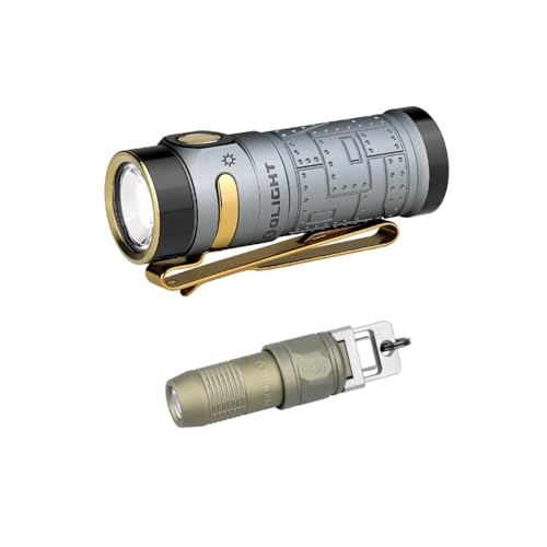 OLIGHT Baton4 Rechargeable EDC Flashlight, Bright LED Flash Light 1300 Lumens Bundle with iUltra 80 LMS Mini Keychain Light