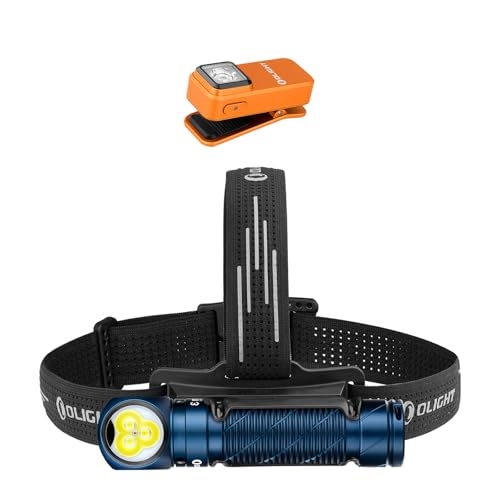 OLIGHT Perun 3 Rechargeable Headlamp Flashlight Bundle with Oclip Rechargeable EDC Flashlight 300 Lumens Dual Sources Compact Pocket Clip Light