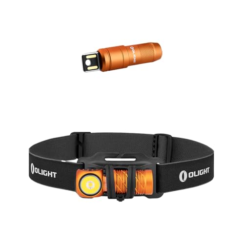 OLIGHT Perun 2 Mini Headlamp 1100 Lumens LED Head Flashlight Bundle with IMINI 2 EDC Rechargeable Keychain Flashlight