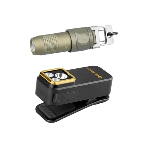 OLIGHT iUltra 80 Lumens Mini Keychain Light Bundle with Oclip Pro S EDC Flashlight Clip-on Light, 600 Lumens Type-C Rechargeable with White LED, UV and RGB