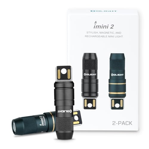 OLIGHT 2 Pack IMINI 2 Rechargeable EDC Keychain Flashlight Black+Dream Blue