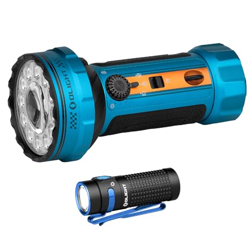 OLIGHT Marauder Mini 2 Bright Flashlight 10,000 Lumen with 750 Meters Beam Distance Bundle with Baton4 Rechargeable EDC Flashlight, Bright LED Flashlight