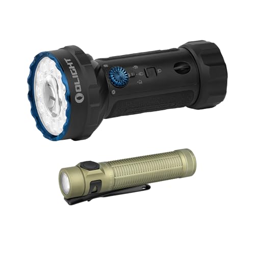 OLIGHT Marauder Mini 2 Bright Flashlight 10,000 Lumen with 750 Meters Beam Distance Bundle with BatonUltra EDC Bright LED 1800 Lumens Flashlight