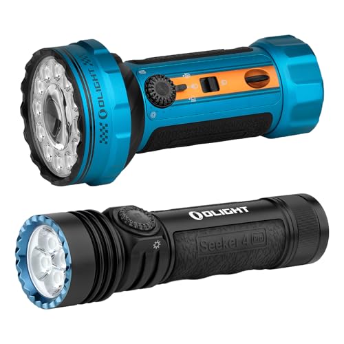 OLIGHT Marauder Mini 2 Bright Flashlight 10,000 Lumen with 750 Meters Beam Distance Bundle with Seeker 4 Pro High Powerful Bright Light Rechargeable Flashlight