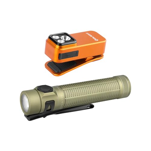 OLIGHT Oclip Pro S EDC Flashlight Clip-on Light, 600 Lumens Type-C Rechargeable with White LED, UV and RGB Bundle with BatonUltra 1800 Lumens EDC Flashlight with Magnetic Tail Switch