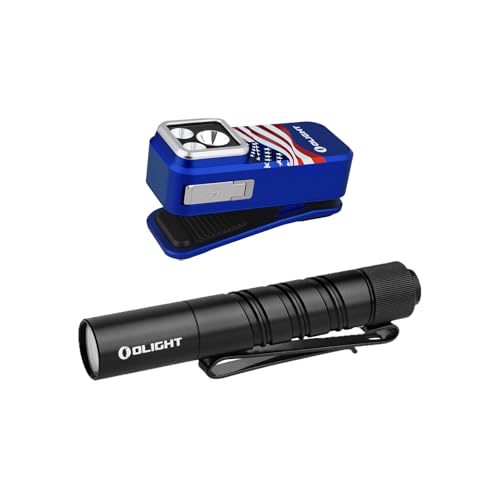 OLIGHT Oclip Pro S EDC Flashlight Clip-on Light, 600 Lumens with White LED, UV and RGB, Magnetic Flash Lights Bundle with I3T 2 EOS Pocket EDC Flashlight