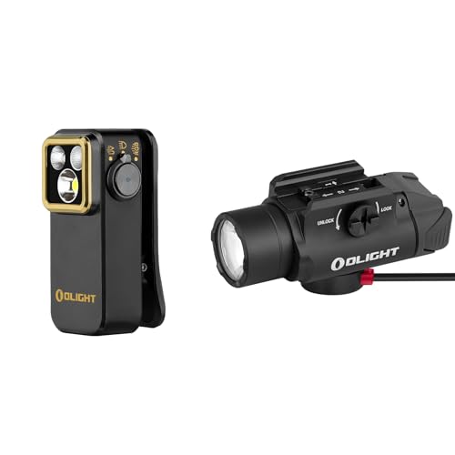 OLIGHT PL-3R Valkyrie 1500 Lumen Weaponlight, 10,200 Candela Rechargeable Rail-Mounted Tactical Light and Oclip Pro S EDC Flashlight Clip-on Light