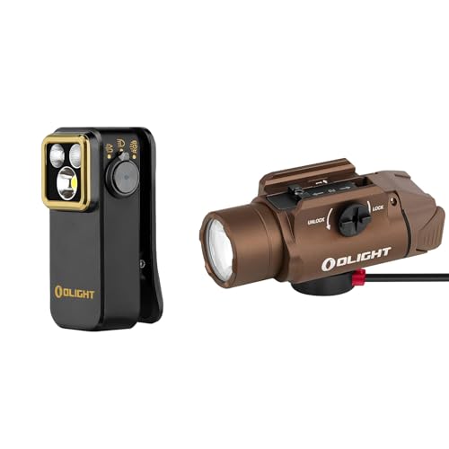 OLIGHT PL-3R Valkyrie 1500 Lumen Weaponlight, 10,200 Candela Rechargeable Rail-Mounted Tactical Light and Oclip Pro S EDC Flashlight Clip-on Light