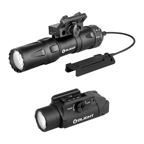 OLIGHT Odin Mini 1250 Lumens Ultra Compact Rechargeable Mlok-Mount Weaponlight Bundle PL-3R Valkyrie Rechargeable Tactical Light, 1500 Lumens Rail-Mounted