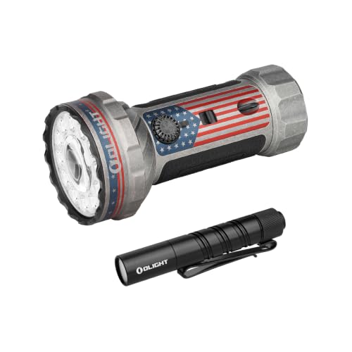 OLIGHT Marauder Mini 2 Bright Flashlight 10,000 Lumen with 750 Meters Beam Distance Bundle with I3T 2 EOS Pocket EDC Flashlight, 200 Lumens Compact Bright Handheld Flash Lights