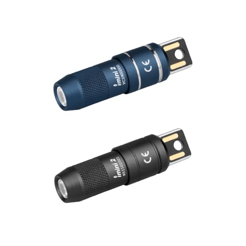 OLIGHT IMINI 2 EDC Rechargeable Keychain Flashlight, 50 Lumens Compact and Portable Mini LED Keyring Lights with Built-in Battery Ideal (Midnight Blue+Black)