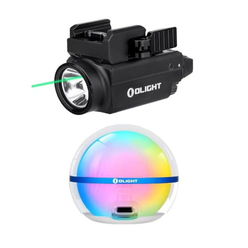 OLIGHT Baldr S 800 Lumens Compact Rail Mount Weaponlight with Green Beam and White LED Combo Bundle Sphere C Smart Night Light