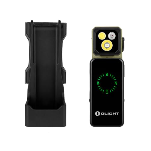 OLIGHT Oclip 2 Ultra EDC Rechargeable Flashlight Clip Light, Charging Dock, Olive Green Bundle with Oclip 2 Holster