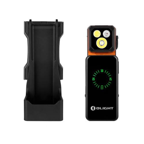OLIGHT Oclip 2 Ultra EDC Rechargeable Flashlight Clip Light, Charging Dock, Amber Orange Bundle with Oclip 2 Holster