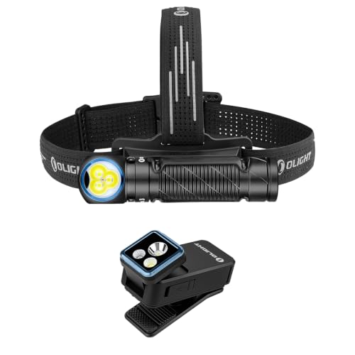 OLIGHT Oclip 2 Pro Rechargeable EDC Flashlight, Clip-on Light Bundle with Perun 3 Headlamp Rechargeable, Red Light, Waterproof