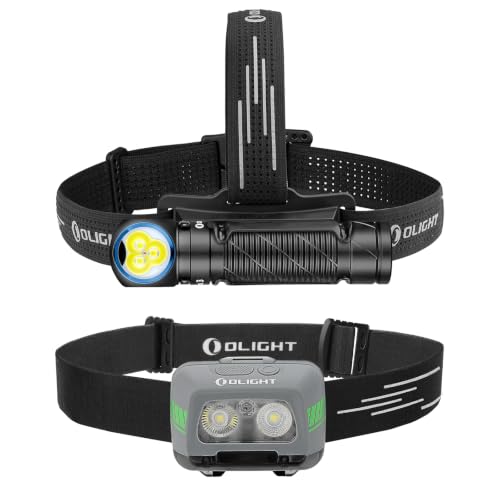 OLIGHT Perun 3 Headlamp Rechargeable, Red Light, Waterproof Bundle with EasyWave LED Headlamp 3X AAA Battery Powered (Batteries Included)