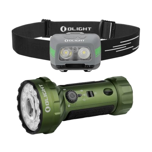 OLIGHT Marauder Mini 2 High Lumen Flashlight 5 Lighting Modes ODG Bundle with EasyWave LED Headlamp 3X AAA Battery Powered (Batteries Included)