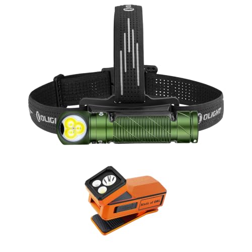 OLIGHT Perun 3 Headlamp Rechargeable, Red Light, Waterproof Bundle with Oclip 2 Ultra EDC Rechargeable Flashlight Clip Light