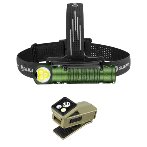 OLIGHT Oclip 2 Ultra EDC Rechargeable Flashlight Clip Light Bundle with Perun 3 Headlamp Rechargeable, Red Light, Waterproof